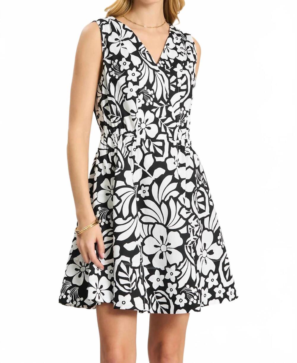 NEW TYLER BOE emory floral sleeveless wrap dress in black & white